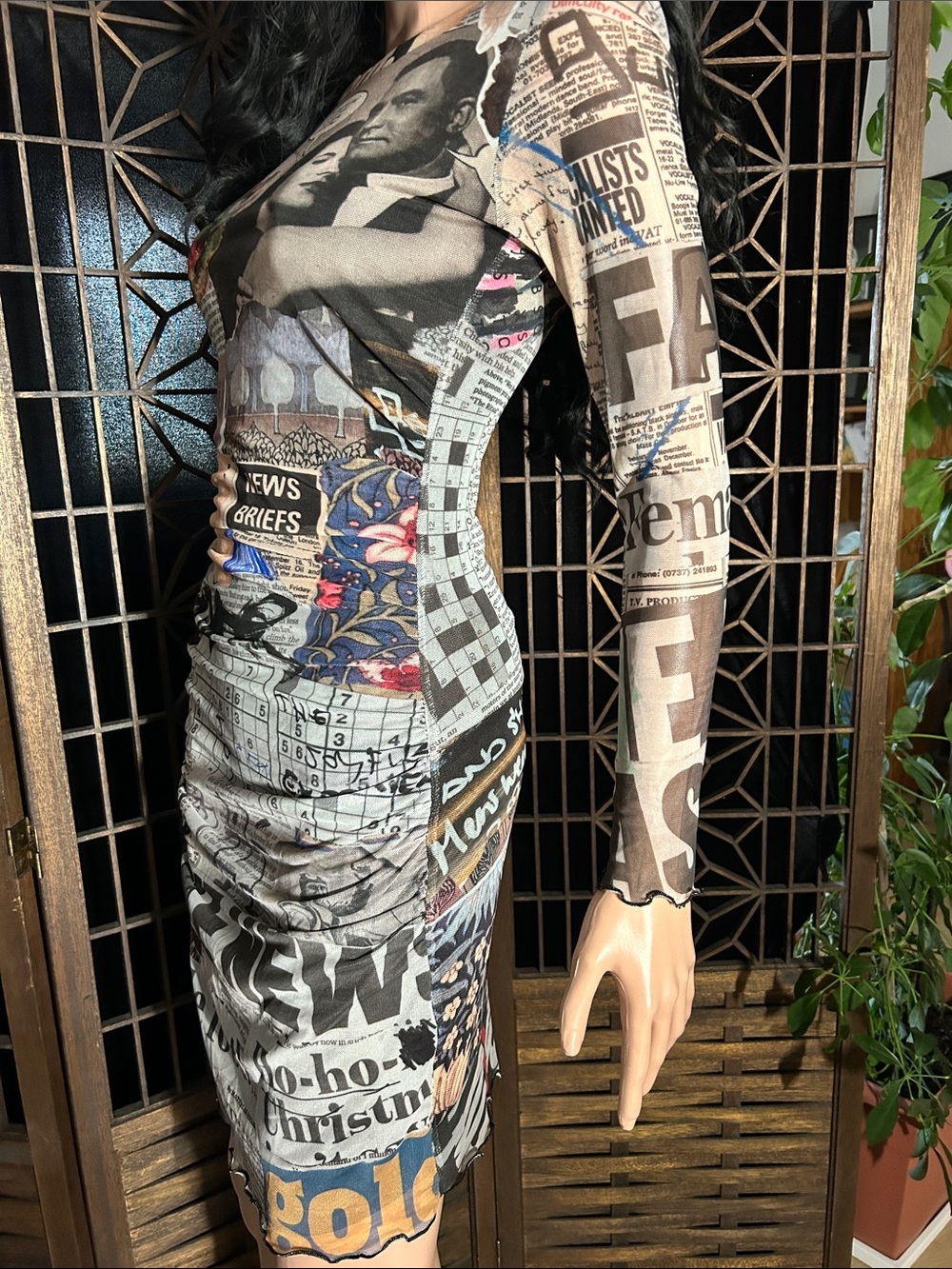 NWT DESIGUAL NEWS PRINT DRESS S - Picture 13 of 15